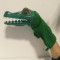 Crocodil jucarie veche marioneta papusa pe mana, cap plastic, vintage