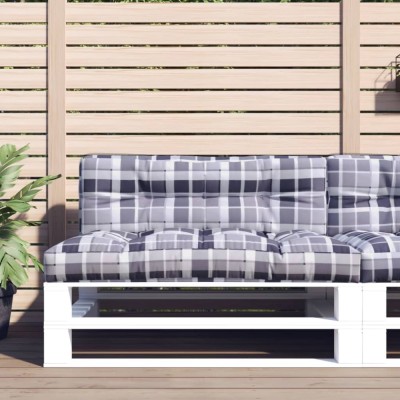 vidaXL Pernă de paleți, gri carouri, 120x40x12 cm, material textil 360637 foto