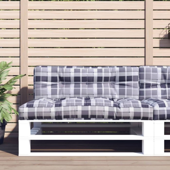 vidaXL Pernă de paleți, gri carouri, 120x40x12 cm, material textil 360637