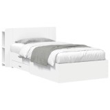 vidaXL Cadru de pat cu depozitare Alb 80 x 200 cm Lemn prelucrat 3433708