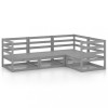 Set mobilier de gradina, 4 piese, gri, lemn masiv de pin