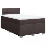 Cumpara ieftin Pat box spring cu saltea, maro inchis, 120x190 cm, textil
