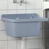 Chiuveta lavoar gri vidaXL 50x35x24 cm, montaj perete, rășină PP, ideală baie/bucătărie, cu preaplin și savonieră