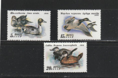 U.R.S.S. 1991-Fauna,Pasari,Rate,serie 3 valori,dantelate,MNH,Mi.6210-6212 foto