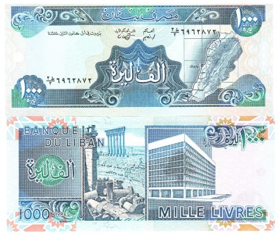 Liban 1 000 1000 Livres 1988 P-69a UNC foto