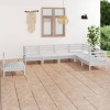 VidaXL Set mobilier de grădină, 7 piese, alb, lemn masiv de pin 3083035