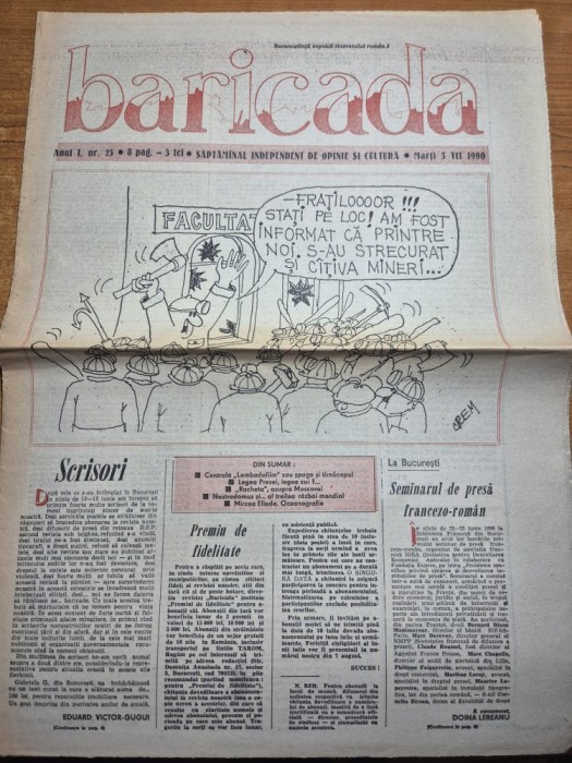 ziarul baricada 3 iulie 1990