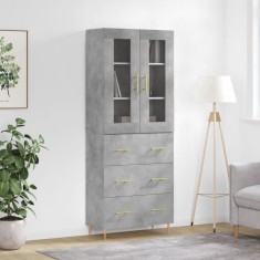 vidaXL Dulap &amp;icirc;nalt, gri beton, 69,5x34x180, lemn compozit foto