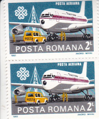 ROMANIA 1983 LP 1079 ANUL MONDIAL AL COMUNICATIILOR PERECHE MNH foto