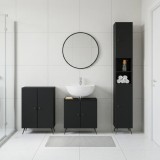Cumpara ieftin Set de cabinet pentru baie cu 3 piese BREDA Negru