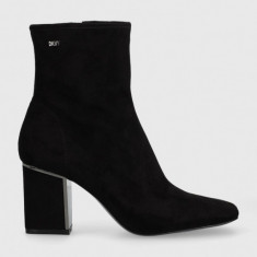 Dkny botine K3251104 femei, culoarea negru, cu toc drept, Cavale