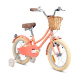 Bicicleta cu roti ajutatoare si cos, Rizz Jr, 14 inch, Peach