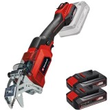 Einhell GE-GS 18/150 Li PXC + Twinpack CB - Fierastrau sabie 100 mm + Set 2 acumulatori Li-Ion 18 V 2.5 Ah indicator nivel incarcare