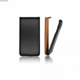 Husa Piele Neagra Slim Flip Carbon Apple iPhone 6 (4.7 inch) Premium