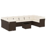 Cumpara ieftin Set canapele de gradina cu perne, 11 piese, maro, poliratan