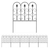Outsunny Set de 5 garduri de grădină decorative din s&acirc;rmă metalică antirugină pentru exterior, negru | Aosom Romania