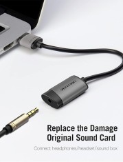 PLACI de SUNET Vention USB External Sound Card 0.15M Gray Metal Type(OMTP-CTIA), &amp;quot;CDJHB&amp;quot; (timbru verde 0.08 lei)