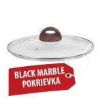Capac din sticla 24 cm MagicHome Black Marble pentru oale si tigai