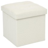 Taburet pliabil Atmosphera Lysandre cu spatiu de depozitare, 38x38x38 cm, bej Household NewTrend