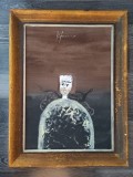 &bdquo;Bărbat cu aripi și pasăre&rdquo; &ndash; compoziție figurativă semnată &bdquo;Ilfoveanu&rdquo;, &icirc;nrămata