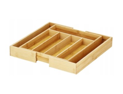 Organizator tacamuri reglabil pentru sertar, bambus si MDF, 27-40 cm latime foto