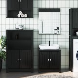 vidaXL Set mobilier baie, 3 piese, &bdquo;BERG&rdquo; , negru, lemn masiv de pin