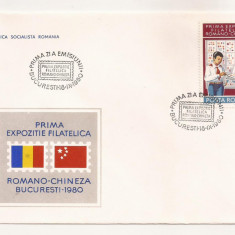 P1 Plic FDC-Prima zi a emisiunii -Prima expozitie filatelica Romano-Chineza 1980