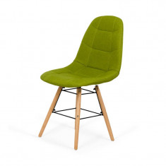 Scaun dining, inaltime 84 cm, cadru lemn, tapiterie stofa, suporta 110 kg, Verde foto