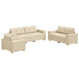 VidaXL Set canapea, 3 piese, perne crem, textil