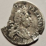 Franța 5 sols 1/16 Ecu 1691 A/ Paris argint Regele Soare