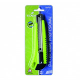 Cumpara ieftin Set 12 Cuttere Profesionale Mari ECADA, 17 cm, Lama 18 mm, Verde/Negru, Plastic/Metal, Cutter cu Sistem de Blocare, Cutter Clasic, Cutter Clasic Mare,