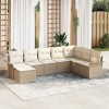 VidaXL Set de canapele pentru grădină cu pernă 8 pcs Bej Rattan poli 3354150