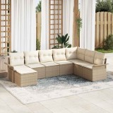 VidaXL Set de canapele pentru grădină cu pernă 8 pcs Bej Rattan poli