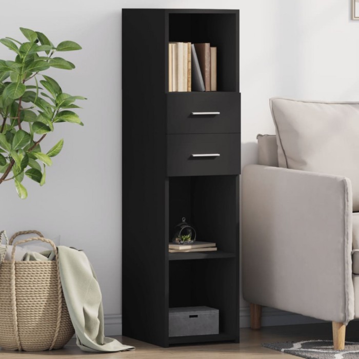 Gossi dulap inalt, negru, 30x42,5x124 cm, lemn prelucrat