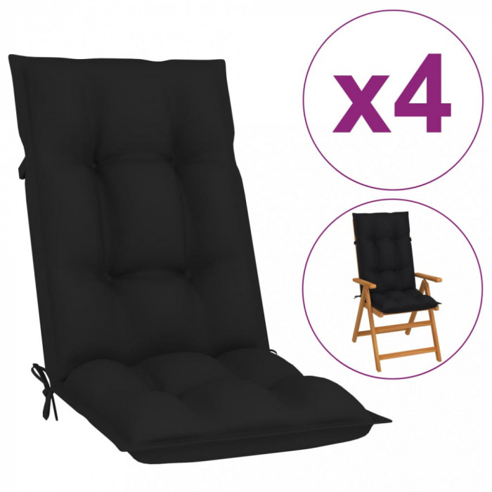 Perne pentru scaun de grădină, 4 buc., negru, 120x50x7 cm