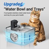 Cumpara ieftin Fantana de apa pentru pisici DownyPaws, 3L, otel inoxidabil, senzor de miscare, wireless, silentioasa