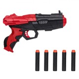 Pistol Jucărie Blaze Storm, Shooter, Săgeți Spumă, Culori Negru/Roșu, Set 5 Bucăți, Oem