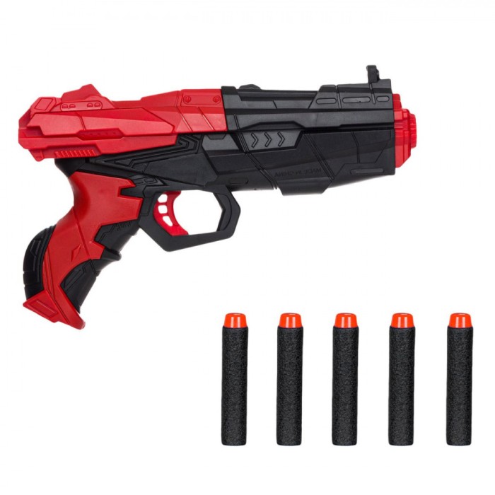 Pistol Jucărie Blaze Storm, Shooter, Săgeți Spumă, Culori Negru/Roșu, Set 5 Bucăți