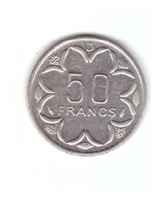 Moneda Africa Centrala 50 francs/franci 1976 D (Gabon), stare foarte buna,curata foto