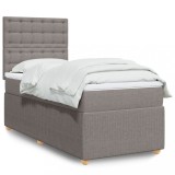 VidaXL Pat box spring cu saltea, gri taupe, 80x200 cm, textil