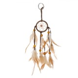 Breloc Dreamcatcher, Maro, Pene Bicolore, Mărgele Lemn, Diametru 5x23cm