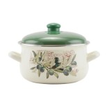 Oala emailata 20 cm cu capac, 3,3 L, model oliva, pentru toate plitele