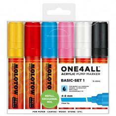 Set Marker acrilic Molotow ONE4ALL 327HS Basic-Set 1 6 cul/set 4-8 mm