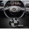 Emblema Volan BMW Carbon 44mm Seria 1 3 5 7 X3 X5 X6 Negru/Gri ABS Metal Banda Adeziva