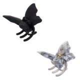 Set 2 Clame Păr &icirc;n Formă de Fluture, Negru Mat și Gri Marble, 7 cm, CMCLASS
