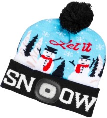 Caciula de iarna cu LED USB Strend Pro X-mas Let it Snow, albastra, L