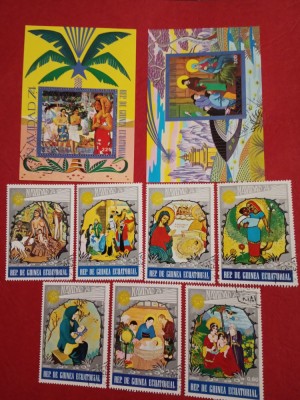 GUINEA ECUATORIALĂ, PICTURI - COLIȚĂ PERF./IMPERF. + SERIE COMPLETĂ ȘTAMPILATĂ foto