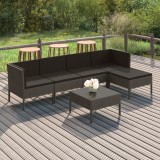 vidaXL Set mobilier de grădină cu perne, 6 piese, gri, poliratan 3094386