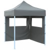 Cort Pliabil Antracit 2x2m Otel cu 2 Pereti Laterali Transparenti - Pavilion Gradina Evenimente
