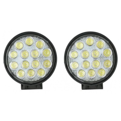 Set de doua proiectoare LED auto offroad 42W 12V-24V 3080 lumeni rotund foto